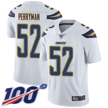 Los Angeles Chargers NFL Football Denzel Perryman White Jersey Men Limited #52 Road 100th Season Vapor Untouchable->youth nfl jersey->Youth Jersey